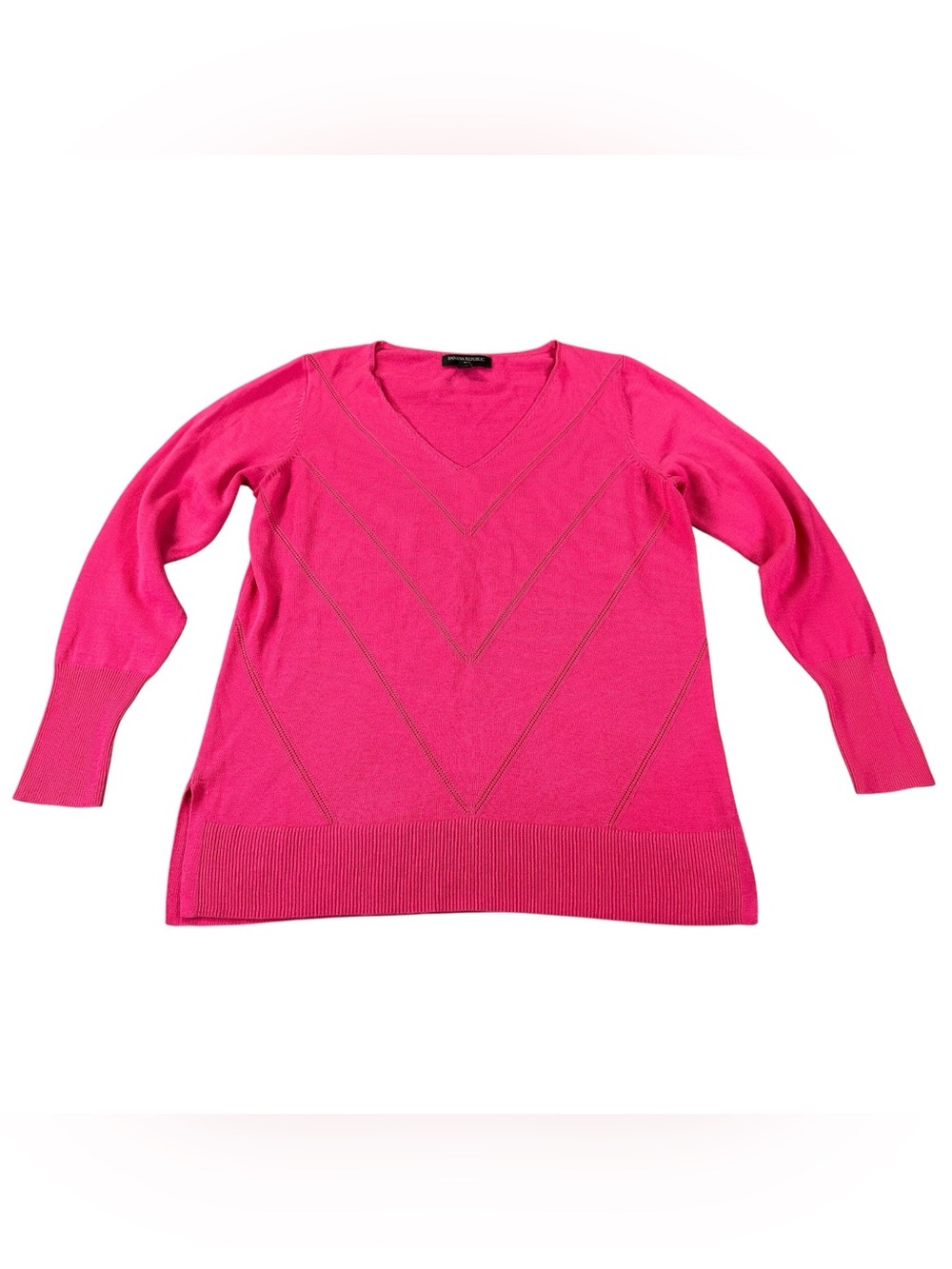 Banana Republic Pointelle Chevron Sweater Women’s M Hot Pink V-Neck Knit